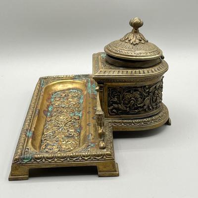 LOT 56C: Antique Brass Inkwell