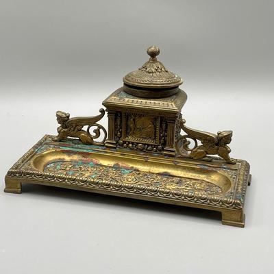 LOT 56C: Antique Brass Inkwell