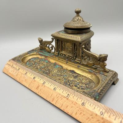 LOT 56C: Antique Brass Inkwell
