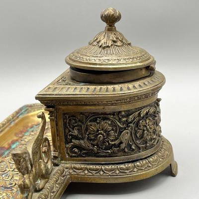LOT 56C: Antique Brass Inkwell