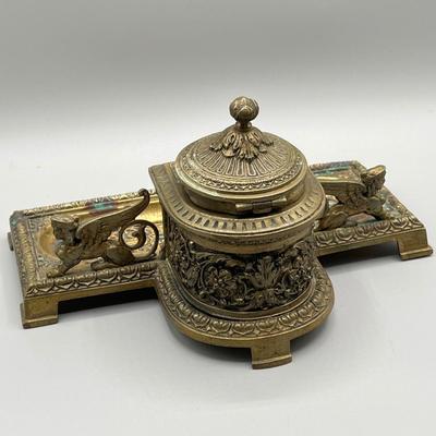 LOT 56C: Antique Brass Inkwell
