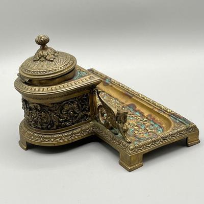 LOT 56C: Antique Brass Inkwell