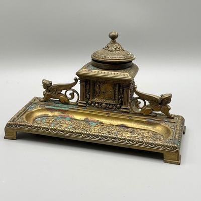 LOT 56C: Antique Brass Inkwell