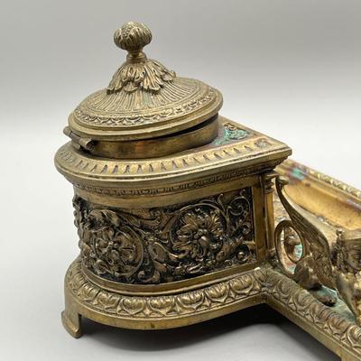 LOT 56C: Antique Brass Inkwell