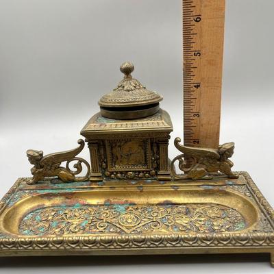 LOT 56C: Antique Brass Inkwell