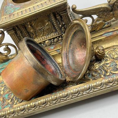 LOT 56C: Antique Brass Inkwell