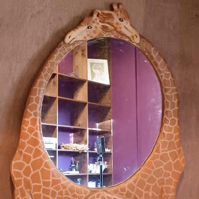 LOT 122A: Al Pisano Giraffe Mirror with Lenox River of the Tiger, Ceramic Elephant Door Knobs & More