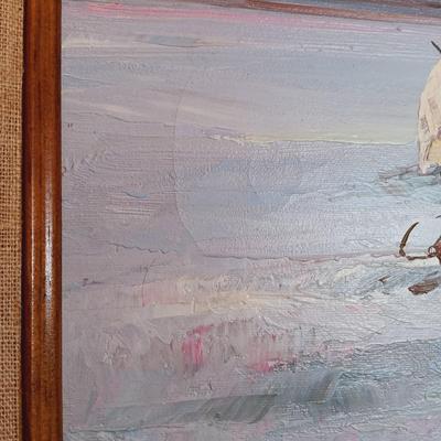 LOT 123A: Marie Charlot 'Figures on Beach' Oil Painting