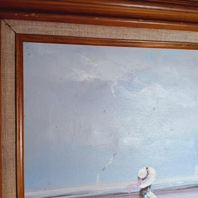 LOT 123A: Marie Charlot 'Figures on Beach' Oil Painting