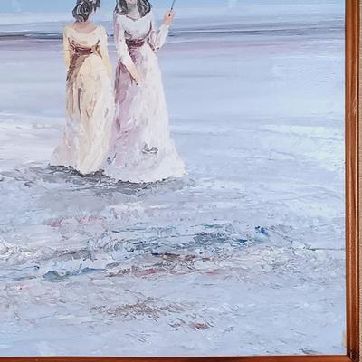 LOT 123A: Marie Charlot 'Figures on Beach' Oil Painting