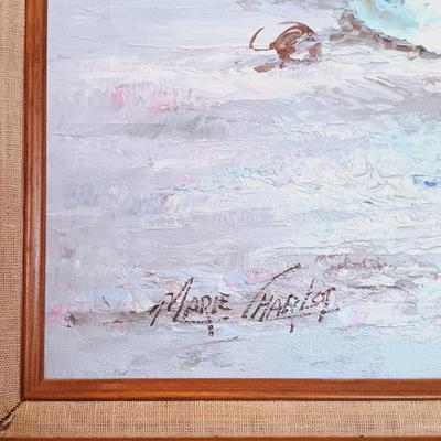 LOT 123A: Marie Charlot 'Figures on Beach' Oil Painting