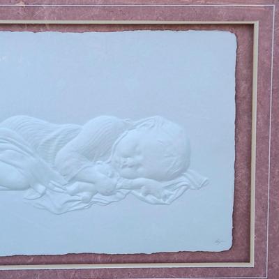 LOT 124A: Signed and Numbered Cast Paper 'Sleeping Child' Art Relief