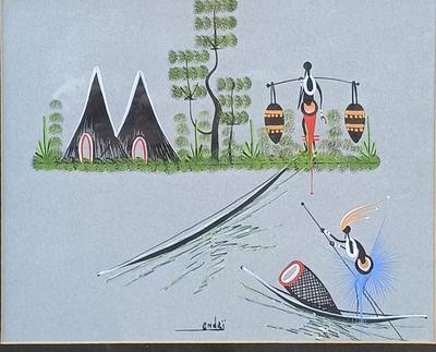 LOT 125A: Vintage Endaï Congolese Folk Art Painting