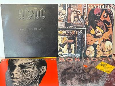 LOT 161C: Vintage Vinyl Record Albums - AC / DC, Bon Jovi, Van Halen and More