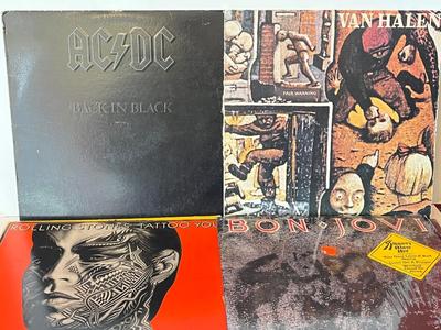LOT 161C: Vintage Vinyl Record Albums - AC / DC, Bon Jovi, Van Halen and More