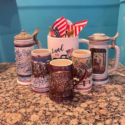 LOT 172B: Vintage Steins and More - Budweiser, Avon