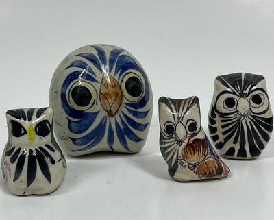 Sale Photo Thumbnail #96: 4 abstract owl figurines, all in good condition. The largest one is approx. 2" tall.