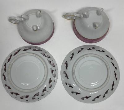Vintage Del Coronado Nasco Opalescent Rose Tea Cup and Saucer Pair