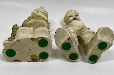 Vintage Little Boy with Two Empty Pockets, Little Girl & Dog Figurines Ceramic
