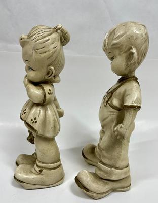 Vintage Little Boy with Two Empty Pockets, Little Girl & Dog Figurines Ceramic
