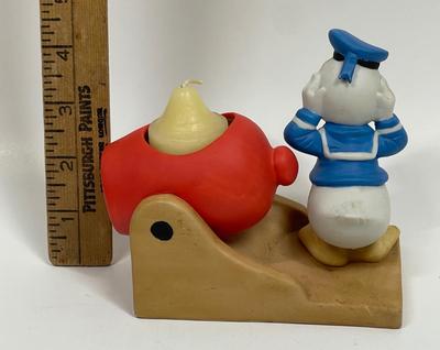 Vintage Disney Gift Ware Porcelain Donald Duck Cannon Figurine Tea Light Candle Holder