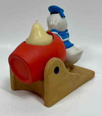 Vintage Disney Gift Ware Porcelain Donald Duck Cannon Figurine Tea Light Candle Holder