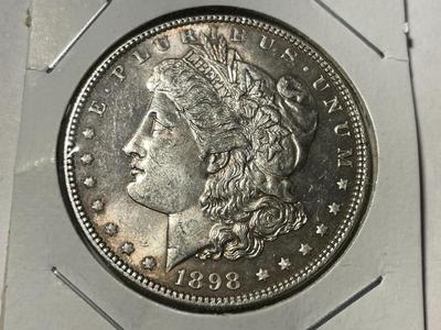 1898-P MS60/UNCIRCULATED CONDITION WITH PL SURFACES MORGAN SILVER DOLLAR AS PICTURED. FREE DOMESTIC SHIPPING.