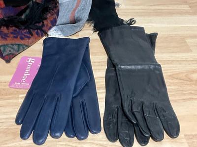Scarves and leather gloves