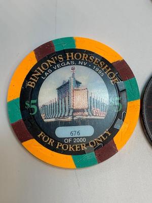 2000 Binions Horseshoe Poker $5 Hall of Fame chips & Poker Professional chips
