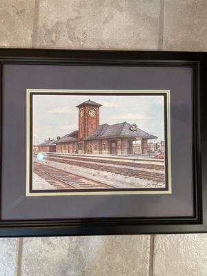 Framed Great Northern (Fargo) Depot - hand-painted print