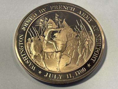 1780 WASHINGTON JOINED BY FRENCH ARMY AT NEWPORT FRANKLIN MINT PROOF BRONZE MEDAL (MEDAL #46). FREE DOMESTIC SHIPPING.