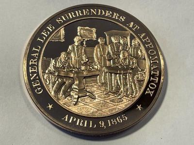 1865 GENERAL LEE SURRENDERS AT APPOMATTOX FRANKLIN MINT PROOF BRONZE MEDAL (MEDAL #48). FREE DOMESTIC SHIPPING.
