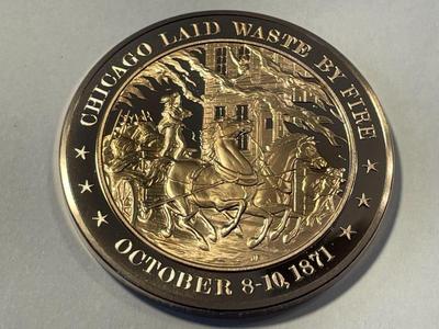 1871 CHICAGO LAID WASTE BY FIRE FRANKLIN MINT PROOF BRONZE MEDAL (MEDAL #49). FREE DOMESTIC SHIPPING.