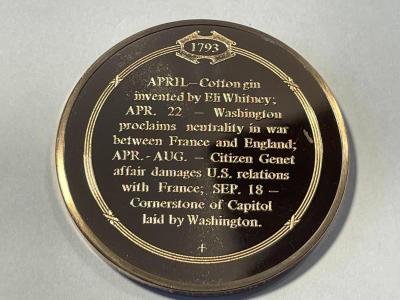 1793 ELI WHITNEY INVENTS THE COTTON GIN FRANKLIN MINT PROOF BRONZE MEDAL (MEDAL #50). FREE DOMESTIC SHIPPING.