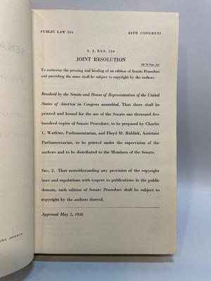 Senator William Langer’s Senate Procedure book 1958