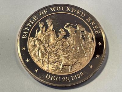1890 BATTLE OF WOUNDED KNEE FRANKLIN MINT PROOF BRONZE MEDAL (MEDAL #53). FREE DOMESTIC SHIPPING.