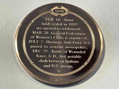 1890 BATTLE OF WOUNDED KNEE FRANKLIN MINT PROOF BRONZE MEDAL (MEDAL #53). FREE DOMESTIC SHIPPING.