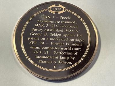 1879 THE ELECTRIC LIGHT COMES OF AGE FRANKLIN MINT PROOF BRONZE MEDAL (MEDAL #54). FREE DOMESTIC SHIPPING.