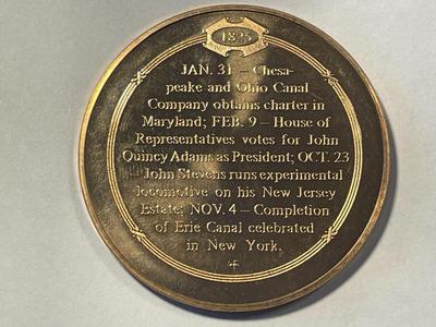 1825 COMPLETION OF THE ERIE CANAL CELEBRATED FRANKLIN MINT PROOF BRONZE MEDAL (MEDAL #57). FREE DOMESTIC SHIPPING.