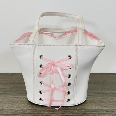 LOT 302B: Corset Purses - Black Far Nine w/ Tag & White w/ Pink Lace