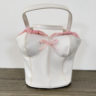 LOT 302B: Corset Purses - Black Far Nine w/ Tag & White w/ Pink Lace