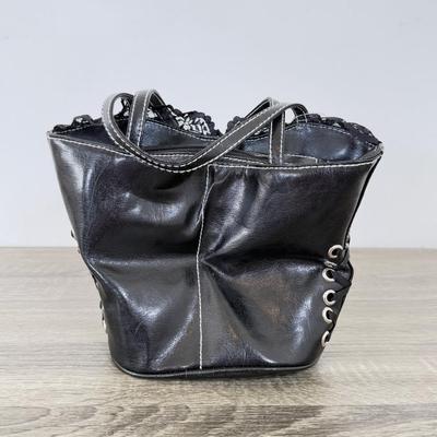 LOT 302B: Corset Purses - Black Far Nine w/ Tag & White w/ Pink Lace