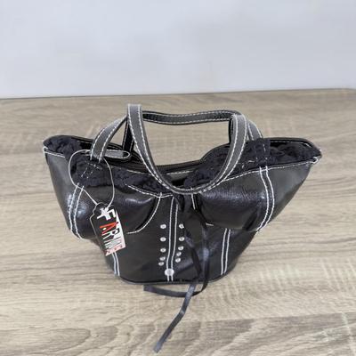 LOT 302B: Corset Purses - Black Far Nine w/ Tag & White w/ Pink Lace