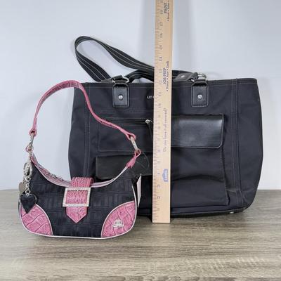 LOT 305B: Pink & Black Jennifer Lopez JLo Purse w/ Tag & Black Liz Claiborne Hand Bag