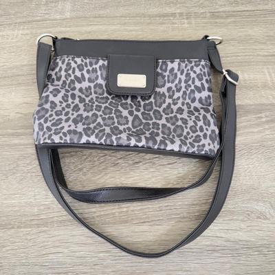 LOT 307B: Lovely Leopard Print - Rubber Rain Boots (Ladies’ 8) & 2 Purses