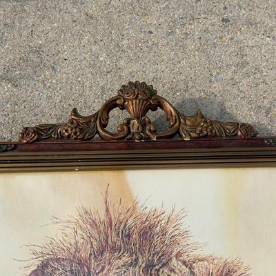 LOT 313A: Vintage Phil Prentice Lion Print & Small Metal Frame Chair