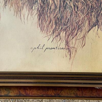 LOT 313A: Vintage Phil Prentice Lion Print & Small Metal Frame Chair