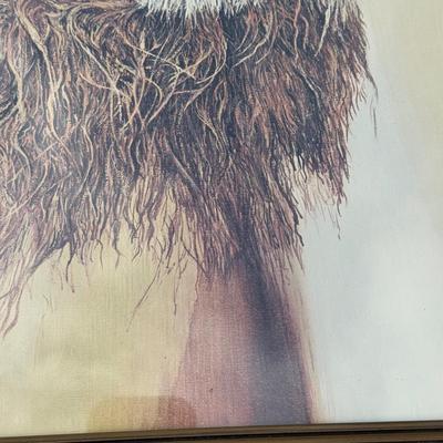 LOT 313A: Vintage Phil Prentice Lion Print & Small Metal Frame Chair