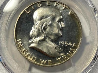 PCGS CERTIFIED 1957 PROOF67 CAMEO? FRANKLIN SILVER HALF DOLLAR AS PICTURED. FREE DOMESTIC SHIPPING.