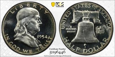 PCGS CERTIFIED 1957 PROOF67 CAMEO? FRANKLIN SILVER HALF DOLLAR AS PICTURED. FREE DOMESTIC SHIPPING.